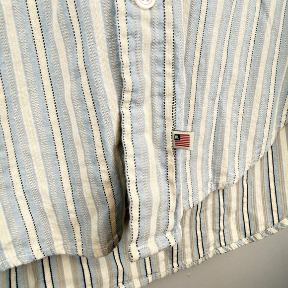 Polo Jeans Co Ralph Lauren Button Down Mens Medium Blue Stripe Slim Fit - Picture 4 of 10